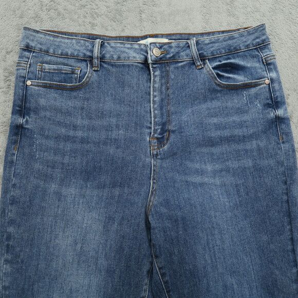 Southern Grace Jeans Women's 18 Blue High-Rise Flare Denim 30" Inseam Distressed - Picture 11 of 15
